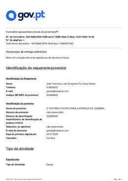 Declaração de comunicação prévia - "Almalaguês : Espetáculo - caminhada com a comunidade"