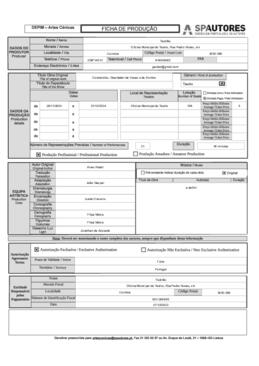 Ficha de produção do espetáculo "Constantino, Guardador de Sonhos"