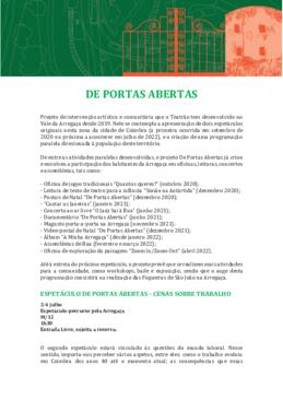 Resumo do Projeto : De Portas Abertas