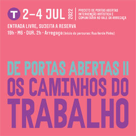 Material de divulgação quadrado v.2 - "De Portas Abertas - os caminhos do trabalho"