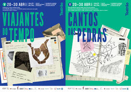 Cartaz de divulgação dos espetáculos "Os Cantos das Pedras" e do " Viajantes do Tempo"